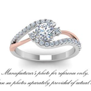 New rose & white gold diamond twist engagement ring 14k - size 6.5